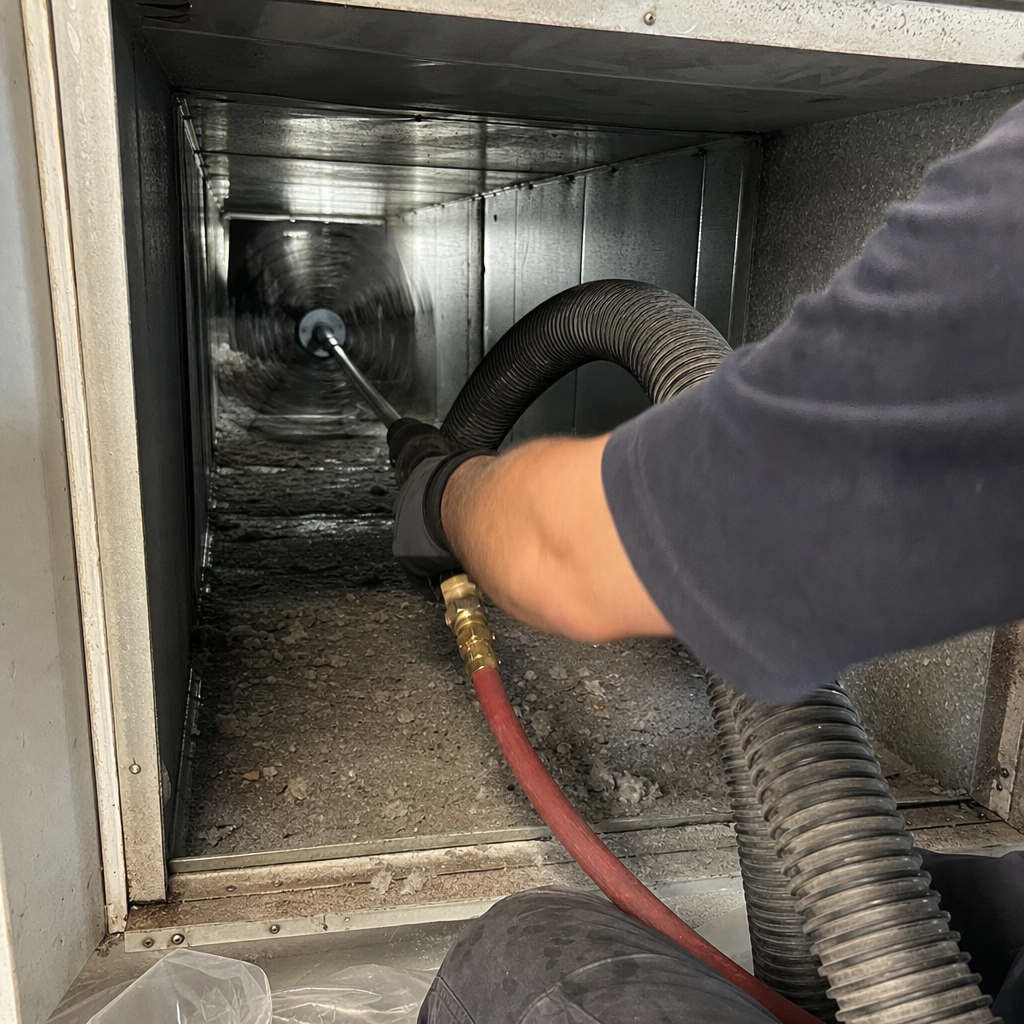 professional technician performing thorough air duct cleaning service